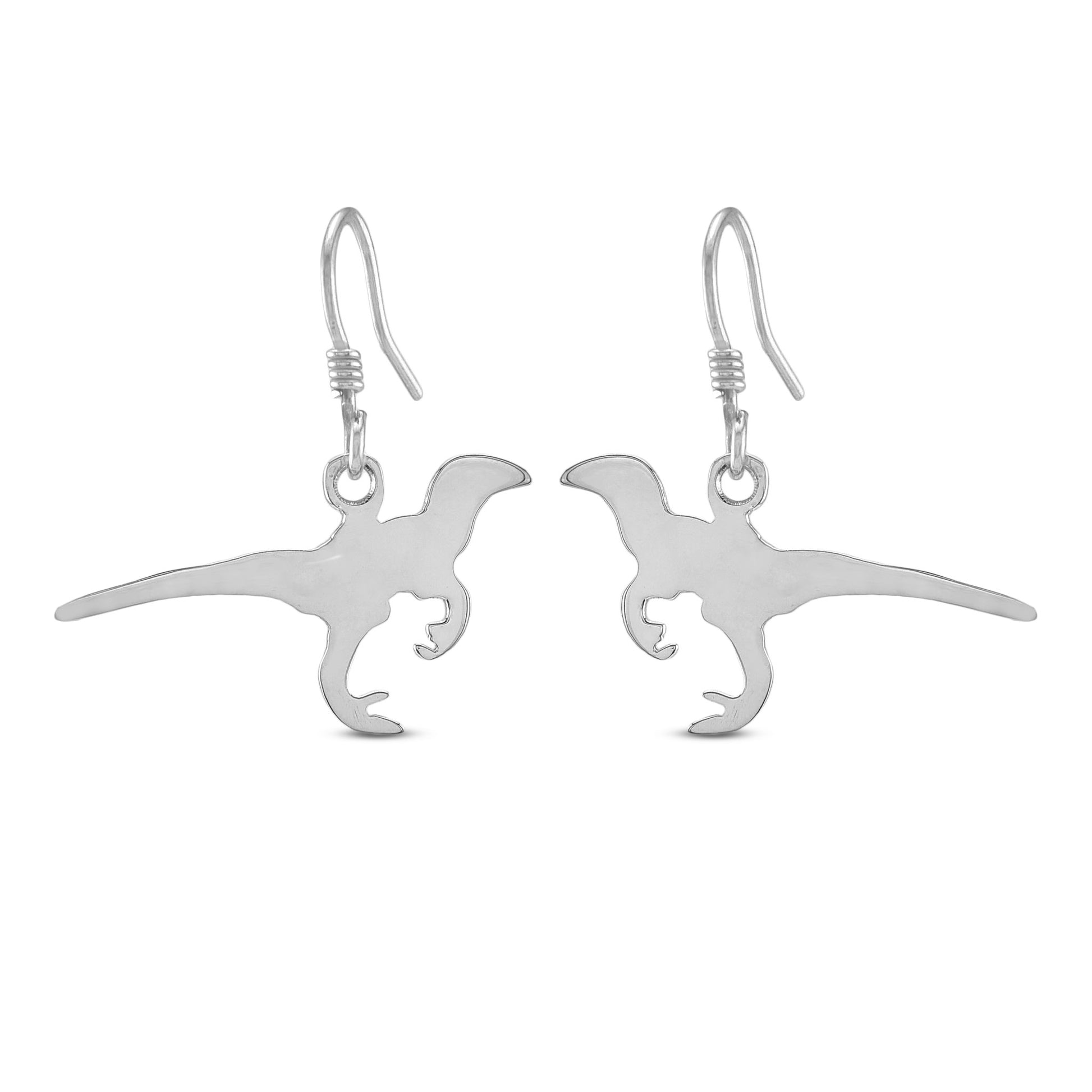 Silver Velociraptor Silhouette Set