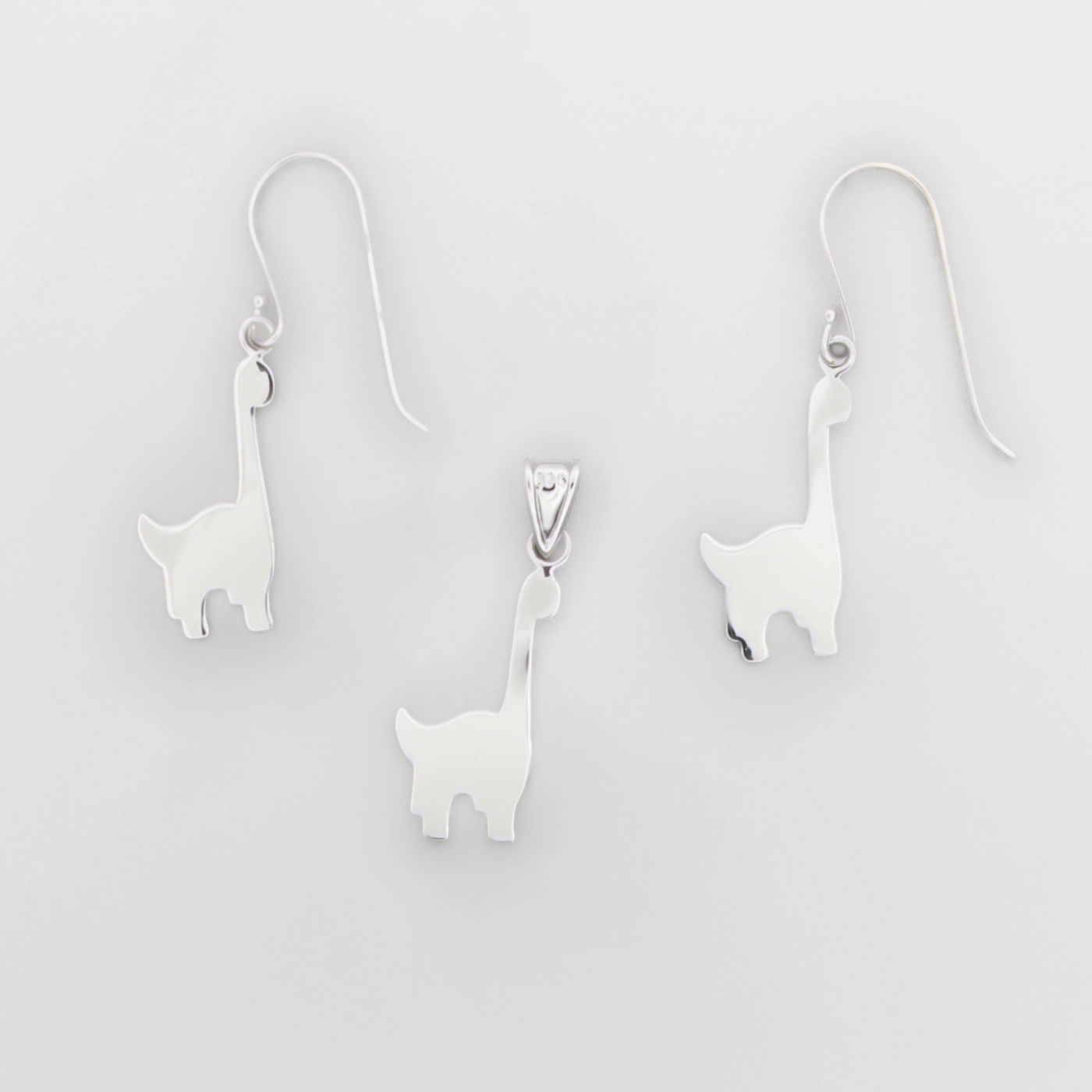 Mini Silver Brontosaurus Set