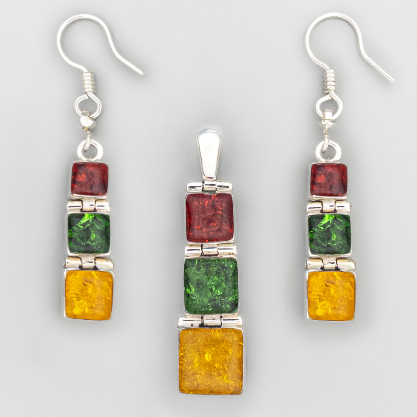 Reversible Square Stack Set - Multicolor Amber & Silver