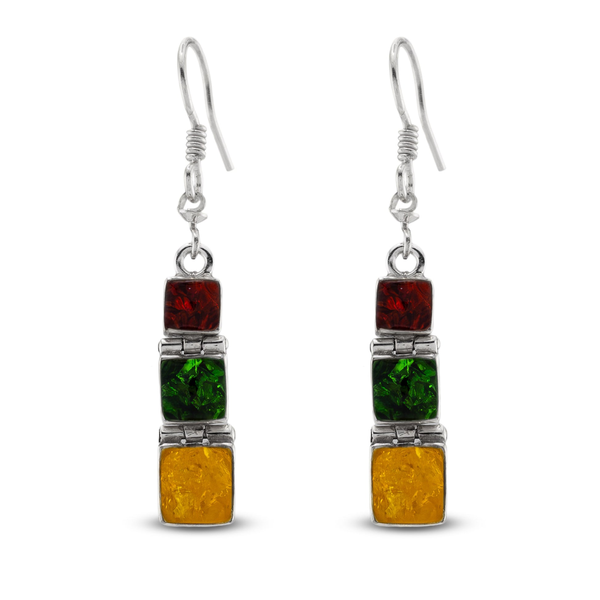 Reversible Square Stack Set - Multicolor Amber & Silver