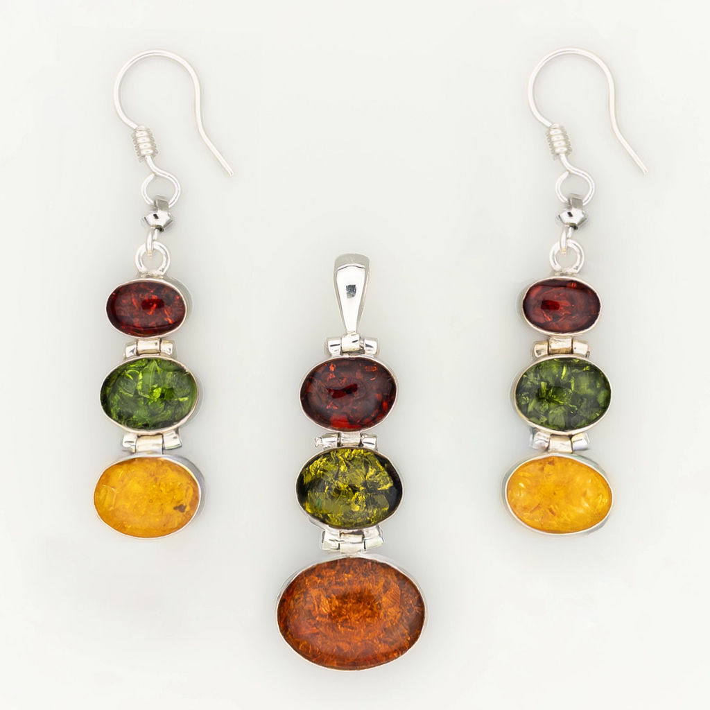 Reversible Oval Stack Set – Multicolor Amber & Turquoise